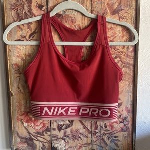 NIKE PRO STRETCH OXBLOOD RED LONGLINE SPORTS BRA TOP CROP TOP